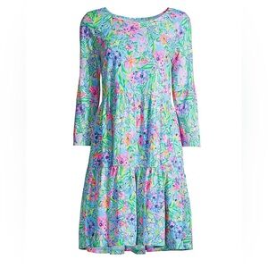 Lilly Pulitzer Vibrant Floral Long Sleeve Geanna Swing Dress Size Medium